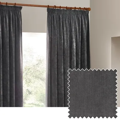 Chenille-Samt-Vorhang, Bleistiftfalte, 229x183 cm, Polyester