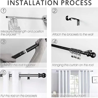 Produktbild von Famanu Gardinenstangen aus Metall - verstellbar von 76-448 cm
