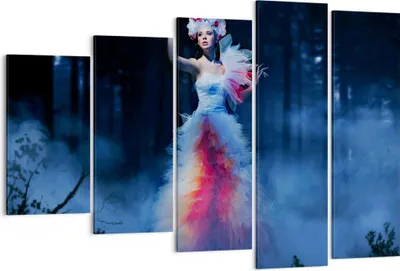 Produktbild von Bild auf Leinwand - Leinwandbild - Frau Geheimnis Nacht Wald - 150x100cm - Wand Bild - Wanddeko - Leinwanddruck - Bilder - Kunstdruck - Wanddekoration - Leinwand bilder - Wandkunst - EG150x100-2583