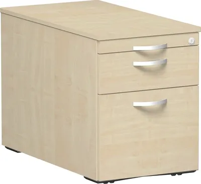 Produktbild von Geramöbel Rollcontainer Hängeregistratur und 1 Metall-Schubfach, mit Utensilienschubfach, Metall-Rollschubführung, Zentralverriegelung, verdeckte Doppel-Lenkrollen, 438x800x565, Ahorn/Ahorn, S-530352-AA