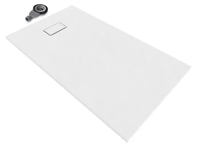 Produktbild von i-flair SMC Duschwanne 140x80 cm – 26 mm flach inkl. Ablaufgarnitur mit Deckel, Weiß