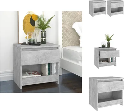 Image de vidaXL Tables de chevet 2 pcs. Gris béton 40x30x39 cm Bois composite - Tables de chevet