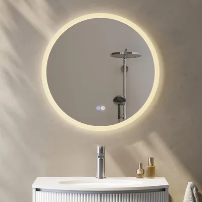 Immagine prodotto di HOROW Specchio da bagno 60 cm rotondo antiappannamento Specchio da bagno con 3 colori di luce Luminosità regolabile Funzione memoria