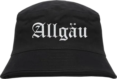 Produktbild von Allgäu Fischerhut - Altdeutsch - bestickt -  Bucket Hat Anglerhut Hut  Schwarz S/M