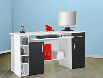 Produktbild von Computertisch / Schreibtisch / PC-Tisch weiß-schwarz