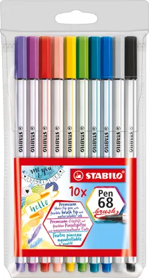 Produktbild von STABILO Premium-Filzstift mit Pinselspitze für variable Strichstärken -  Pen 68 brush - 10er Pack - 10 verschiedene Farben