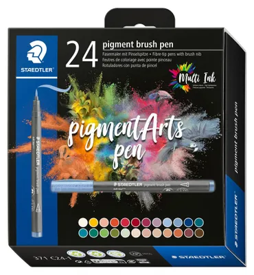 Produktbild von STAEDTLER Fasermaler pigment brush pen 24er Kartonetui