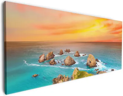 Produktbild von Wallario Premium Leinwandbild Himmel am Abend in Größe 60 x 150 cm