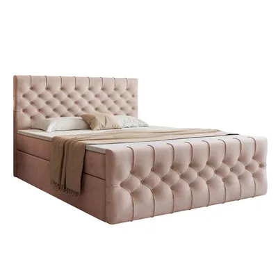 Zdjęcie produktu dla HEKIERT MEBLE Łóżko kontynentalne KEMER 140 x 200 cm z materacem RÓŻOWY