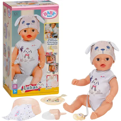 Image de BABY born Lukas en grenouillère avec motif chien, poupée de 36 cm avec 7 fonctions pour les enfants à partir de 1 an