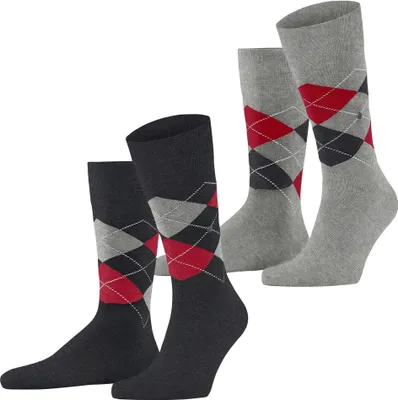 Produktbild von Burlington Herren Socken Everyday Argyle M So Baumwolle gemustert 2 Paar, Grau O