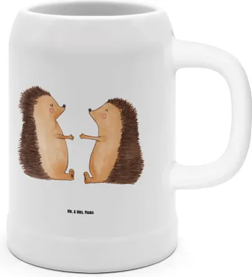 Produktbild von Mr. & Mrs. Panda Krug Igel Liebe - Weiß - Geschenk, Steinbierkrug, Hochzeitstag, Steinkrug, Verliebt, Jahrestag, Humpen, Bierbecher, Hochzeit, Seidel