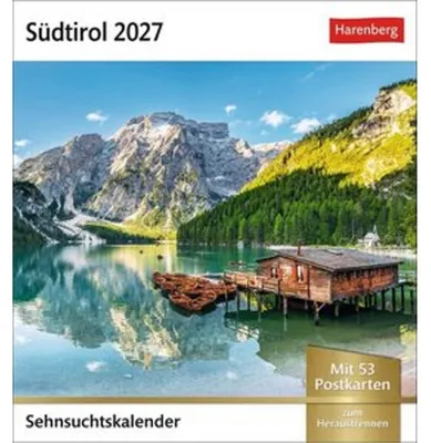 Obrázek produktu pro Südtirol Sehnsuchtskalender 2027 - Wochenkalender mit 53 Postkarten