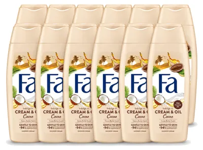 Obrázek produktu pro 12 kusů sprchového krému Fa Cream & Oil s kakaovým máslem a kokosovým olejem, objem 250 ml - výhodná balení