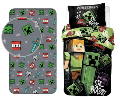 Produktbild von Minecraft-Schlafzimmer-Set; Bettbezug und Bettlaken