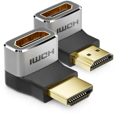 Produktbild von deleyCON 2 Stück HDMI 2.1 Winkeladapter 90°/270° - Grau Schwarz
