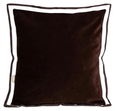 Zdjęcie produktu dla HOMLA Poszewka SOREA bawełniana brązowa z ozdobnym obszyciem 45x45 cm