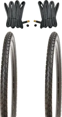 Produktbild von 2 Stk. 28 Zoll Fahrradreifen 700x45c inkl. Schläuche mit Autoluftventilen 47-622 | 28x1.75, schwarz