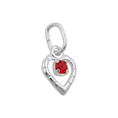 Produktbild von Anhänger 8x6mm Herz mit Glasstein rot Silber 925 silber 8x6mm