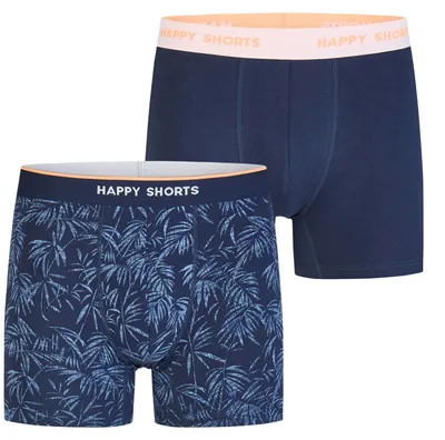 Produktbild von Happy Shorts Herren Boxer Jersey 2-Pack hawaiileaves - Größe M