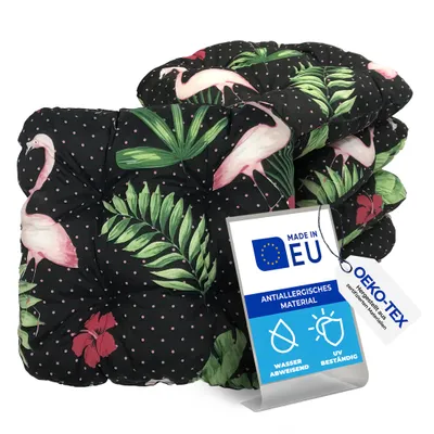 Obrázok produktu pre Vankúše24 sada 4 vankúšov na stoličku, vankúš na sedenie s prešívaním 40x40 cm, vankúš na sedenie pre záhradný nábytok alebo stoličku (plameniaky)