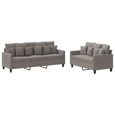 Produktbild von vidaXL 2-tlg. Sofagarnitur mit Kissen Taupe Stoff