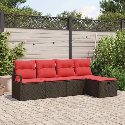 Zdjęcie produktu dla Maison Exclusive - Zestaw mebli ogrodowych, sofa i 4 fotele, kolor brązowy, wykonane z rattanu syntetycznego