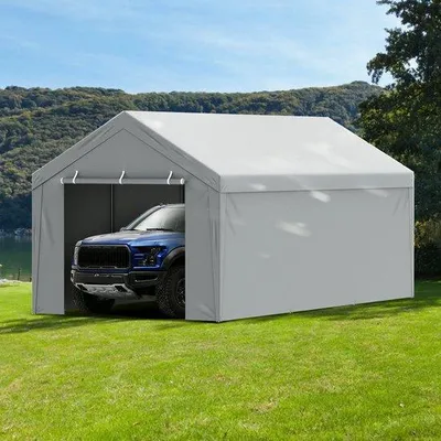 Produktbild von Graue 10x20ft Carport Zelt, wasserdicht & UV-geschützt, ohne Rahmen