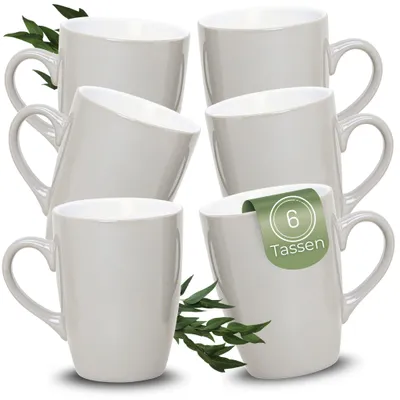 Immagine prodotto di Set di 6 tazze da caffè in Vetroceramica da 340 ml, tazze da tè in color tortora