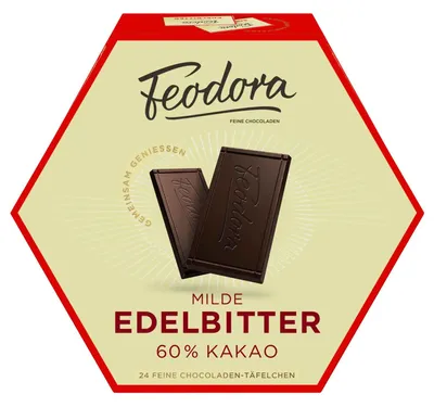 Produktbild von Feodora Täfelchen Milde Edelbitter 60% Kakao 24er