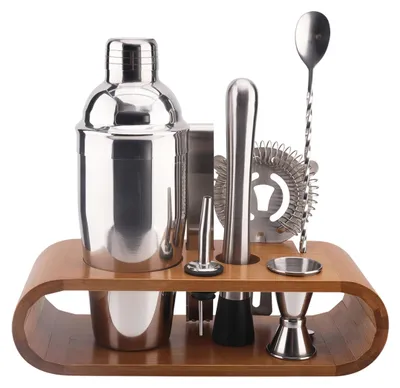 Image de Coffret à Cocktail - COOK CONCEPT - Support Bambou - Argent et Marron