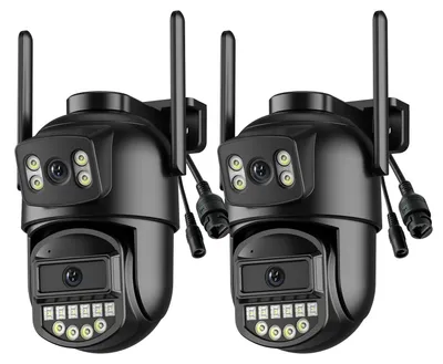 Image de Caméra de surveillance extérieure - Double objectif - 6 mégapixels - Résolution 2K - Vision nocturne couleur