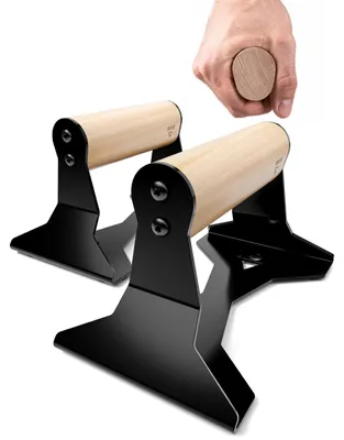 Immagine prodotto di Push-up bars maniglie per flessioni - Impugnature ergonomiche in legno - Base in acciaio antiscivolo - Portata massima 200 kg