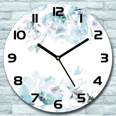 Produktbild von Wanduhr aus Glas Rund fi 30 Blaue Frühlingsblume Quarz Deko Wohnzimmer Büro