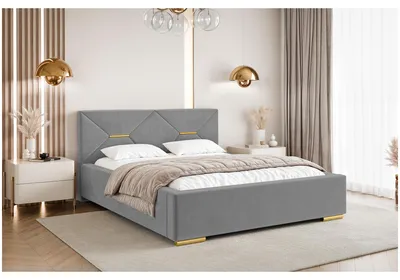 Produktbild von MEBLINI Lizzy Polsterbett 160x200 mit Stauraum - Lattenrost und Bettkasten - Kopfteil Bett mit Stauraum - Doppelbett - Stauraumbett -  Betten - 160x200 - Grau Samt ohne Matratze