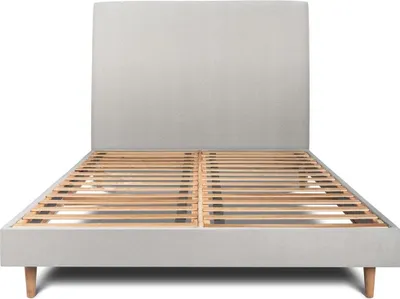 Productafbeelding van Bed met gestoffeerd hoofdeinde – fluweelstof - 200 x 200 cm