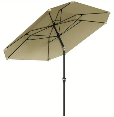 Zdjęcie produktu dla Parasol katowany, ośmiokątny, 233,68 cm – z regulowanym uchwytem – solidna stalowa konstrukcja – kolor beżowy