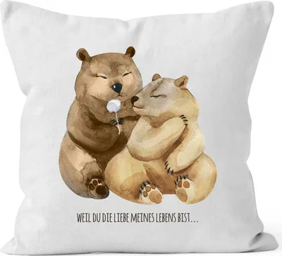 Produktbild von Kissen-Bezug Liebe meines Lebens Bären Geschenk Liebe Spruch Tasse MoonWorks® weiß unisize