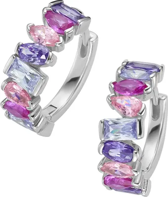 Produktbild von Giorgio Martello Klappcreolen Korund pink und Zirkonia mehrfarbig