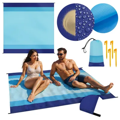 Produktbild von Wasserdichte Strandmatte BREEZE 200x200cm - faltbare Stranddecke mit 4 Heringen zur Befestigung