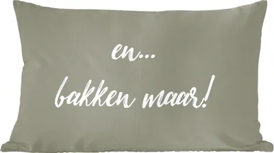 Produktbild von MuchoWow® Zierkissen Sofakissen Wohnzimmer Dekokissen 50x30 cm Zitate - Backen - Und... Backen Sie! - Sprichwörter - Wohnzimmerdekoration - Polster mit Photo