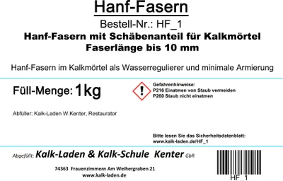 Produktbild von Hanf-Fasern, 1 kg, im Beutel, für Kalkmörtel, in Längen bis 10 mm