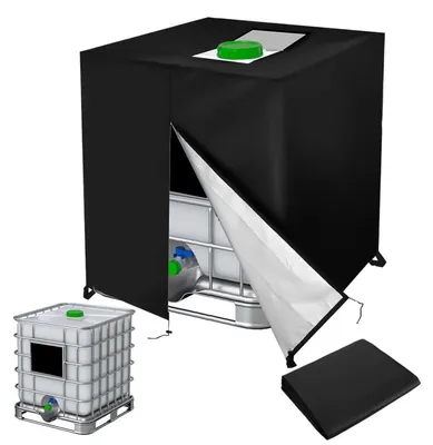 Produktbild von IBC Tank Abdeckung 1000L Container Plane Wasserdicht UV-Beständig 120x100x116 cm Schwarz