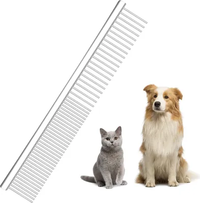 Produktbild von Hundekämme 2-in-1 Edelstahl Haustier Kamm, Professionelle Hunde Kamm Katzen Kamm, Pet Grooming Combs