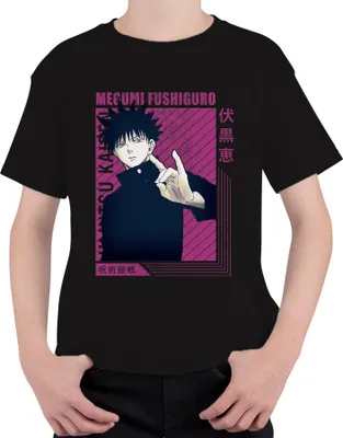 Produktbild von Jujutsu Kaisen Megumi Fushiguro Anime Ästhetik Fan Geschenk Vintage Uni Kinder T-Shirt, Schwarz, 140