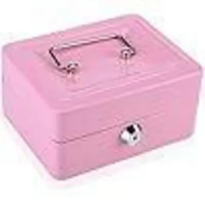 Produktbild von Geldkassette abschließbar Mini Stahl Rosa mit 6 Fächern und 2 Schlüsseln