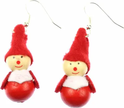 Produktbild von Wichtel Ohrringe Miniblings Hänger Weihnachten Holzfigur Weihnachtsmann Nikolaus