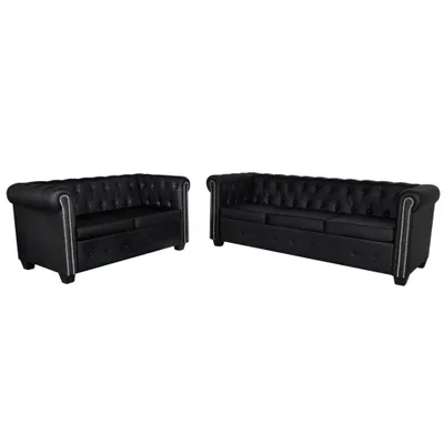 Produktbild von ZMH Chesterfield-Sofas 2-Sitzer und 3-Sitzer Kunstleder Schwarz