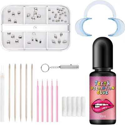 Produktbild von Zahnschmuck-Set, 45 Strasssteine, Werkzeug, für Zähne