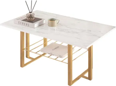 Obrázek produktu pro Elegantní konferenční stolek v mramorovém vzhledu praktický úložný rozkládací stolek